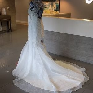 Jasmine Collection ivory and silver mermaid gown